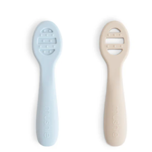 Mushie Cucharas Primera Alimentación - Cambridge Blue / Shifting Sand